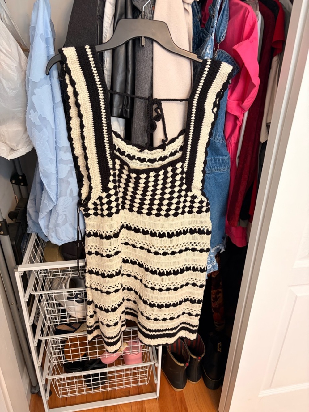 Forever 21 Black & Cream Crochet Mini Dress